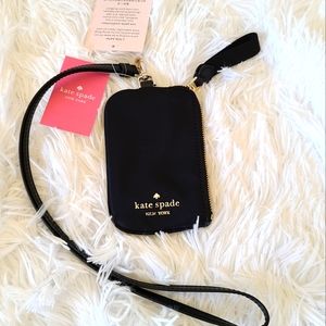 New with Tag Black Kate Spade Lanyard  card case